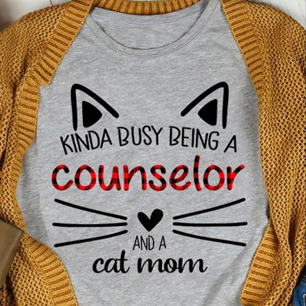 Camiseta de consejera, estoy un poco ocupada siendo consejera y mamá de gatos