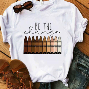 Teacher Shirts Be The Change, Crayons Teacher T Shirts