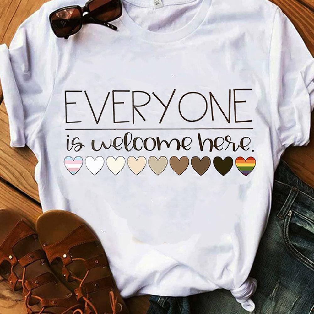 Teacher Shirts Everyone Is Welcome Here, Hearts Teacher T Shirts