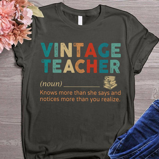 Camiseta vintage para profesor, el sustantivo sabe más de lo que dice, camisetas para profesor