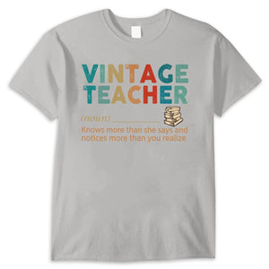 Vintage Teacher T Shirt, Noun Knows More Than She Says, Teacher Shirts