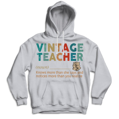 Vintage Teacher T Shirt, Noun Knows More Than She Says, Teacher Shirts