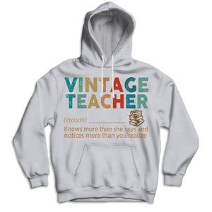 Vintage Teacher T Shirt, Noun Knows More Than She Says, Teacher Shirts