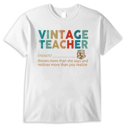 Vintage Teacher T Shirt, Noun Knows More Than She Says, Teacher Shirts