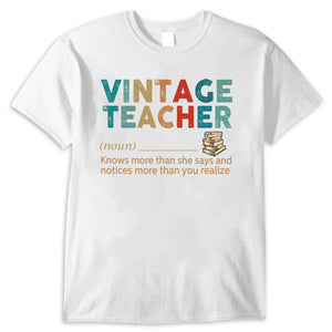 Vintage Teacher T Shirt, Noun Knows More Than She Says, Teacher Shirts
