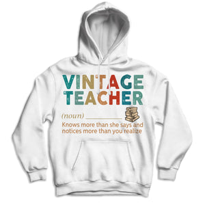 Vintage Teacher T Shirt, Noun Knows More Than She Says, Teacher Shirts