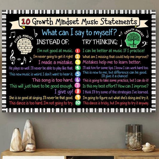 Pósteres para profesores de música, Canvas 10 Growth Mindset Music Statement, Pósteres para profesores para el aula