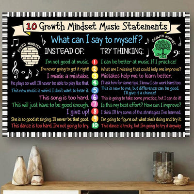 Music Teacher Posters, Canvas 10 Growth Mindset Music Statement, Teacher Posters For Classroom