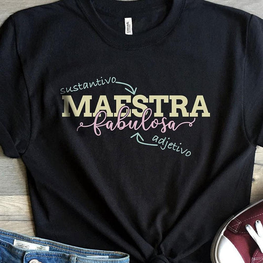 Camisetas para profesores de español, camiseta de Maestra Fabulosa, regalo para profesores de español
