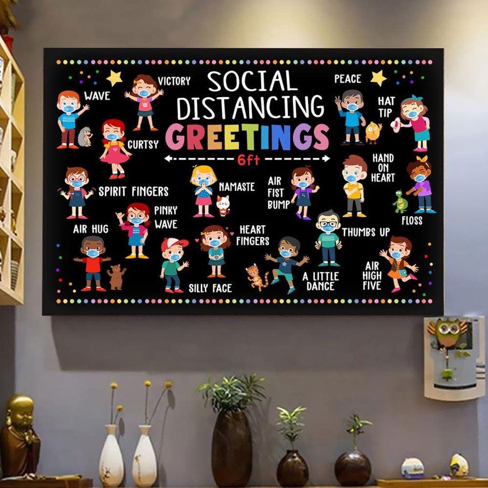 Carteles de distanciamiento social para el aula