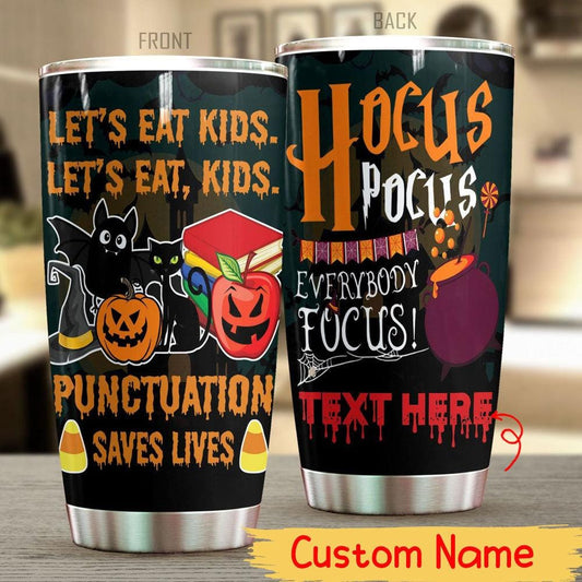 Vasos para profesores de Halloween Let's Eat Kids, vaso para profesores personalizado