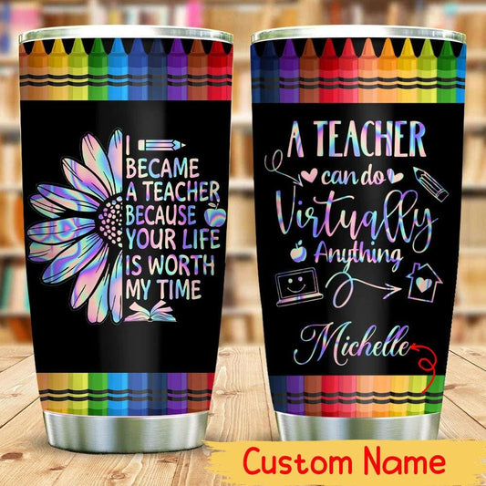 El maestro puede hacer prácticamente cualquier cosa, conviértete en maestro, tu vida vale mi tiempo, vaso personalizado para maestros
