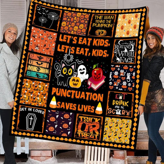 Comamos niños, la puntuación salva vidas, manta de Halloween para maestros