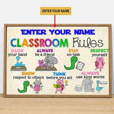 Personalized Teacher Posters For Classroom, Cute Poster Teachers Canvas, Teacher Posters For Classroom Rules