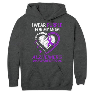 I Wear Purple For Mom With My Heart Alzheimer Sweatshirt, Shirts