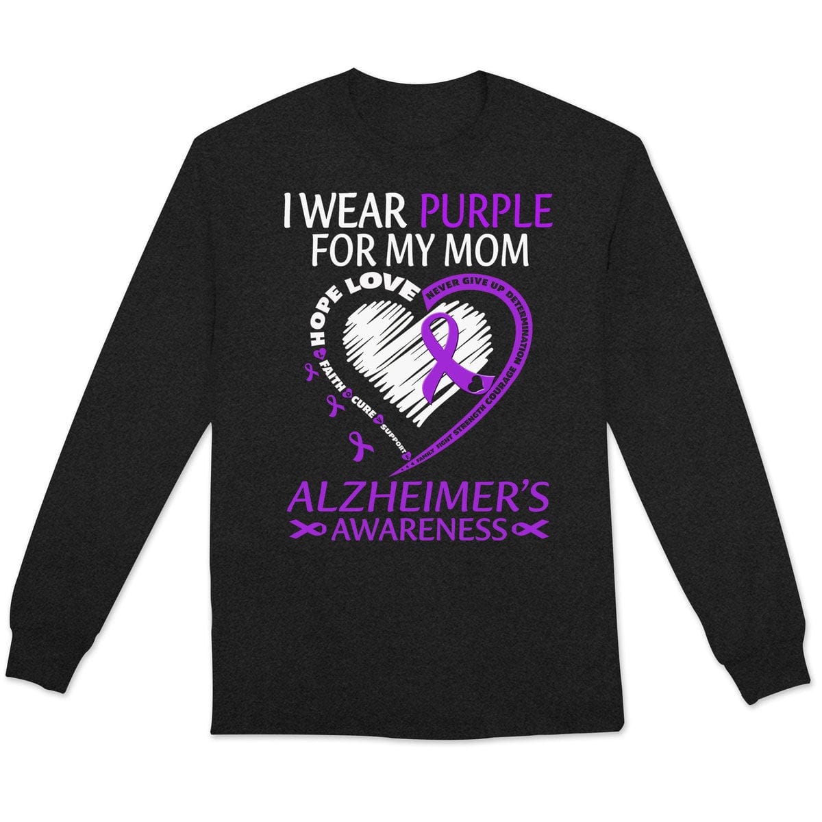 Sudadera con capucha y camisetas con el mensaje "I Wear Purple For Mom With My Heart Alzheimer"