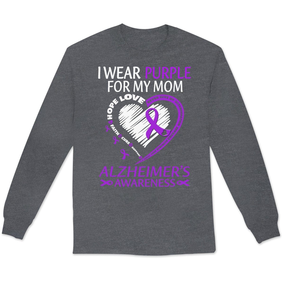 Sudadera con capucha y camisetas con el mensaje "I Wear Purple For Mom With My Heart Alzheimer"