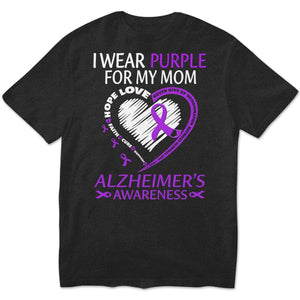 I Wear Purple For Mom With My Heart Alzheimer Hoodie, Shirts