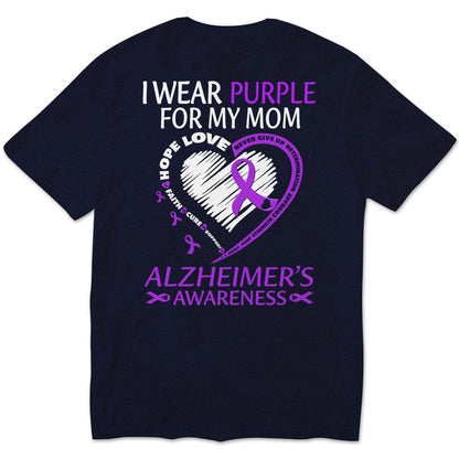 Sudadera con capucha y camisetas con el mensaje "I Wear Purple For Mom With My Heart Alzheimer"