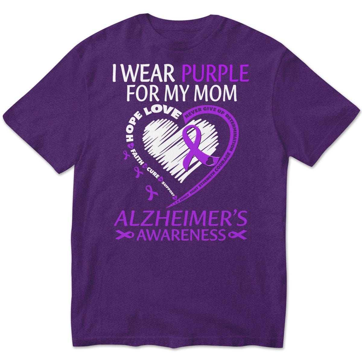 Sudadera con capucha y camisetas con el mensaje "I Wear Purple For Mom With My Heart Alzheimer"