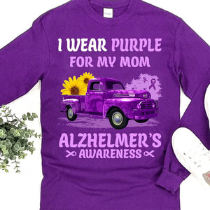 Sudadera con capucha y camiseta para la enfermedad de Alzheimer, con lazo y diseño de girasoles para mamá