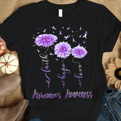 Faith Hope Love, Ribbon Gerbera, Alzheimer's Awareness Shirt