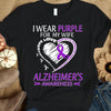 I Wear Purple For Wife, Ribbon Heart, Alzheimer's Awareness Shirt