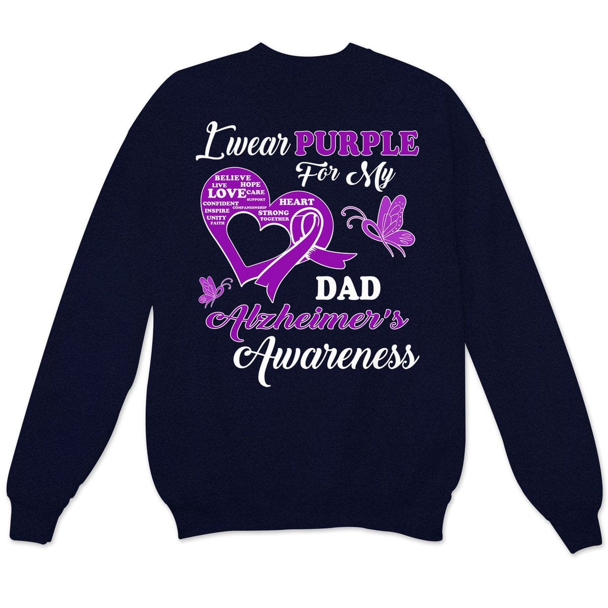 Llevo morado por papá, camiseta de apoyo a la concienciación sobre el Alzheimer, lazo con mariposa