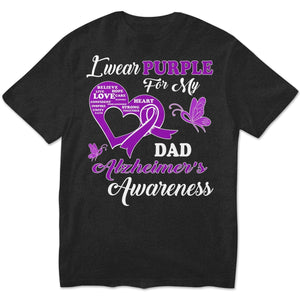 Llevo morado por papá, camiseta de apoyo a la concienciación sobre el Alzheimer, lazo con mariposa