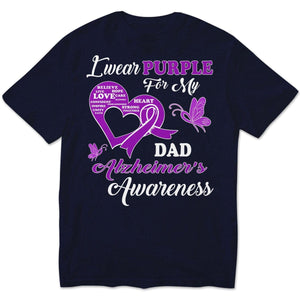 Llevo morado por papá, camisetas de concienciación sobre el Alzheimer, cinta con mariposa