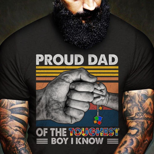 Camiseta de concienciación del autismo para papá orgulloso, del niño más duro que conozco, manos con piezas de rompecabezas