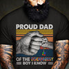 Autism Proud Dad Awareness Shirt, Of The Toughest Boy I Know, Puzzle Piece Hands