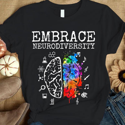 Embrace Neurodiversity Rainbow Brain, Autism Awareness T Shirt