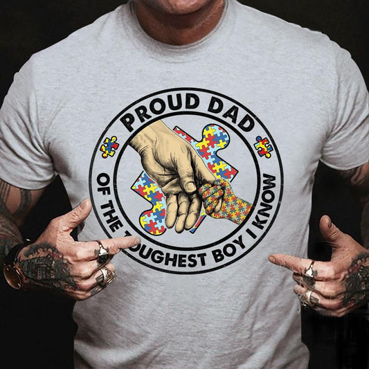 Camiseta de concienciación del autismo para papá orgulloso, del niño más duro que conozco, pieza de rompecabezas hecha a mano