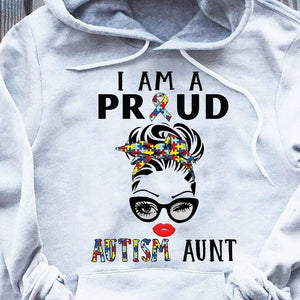 Autism Aunt Awareness Shirt, I'm A Proud Autism Aunt, Puzzle Piece Ribbon