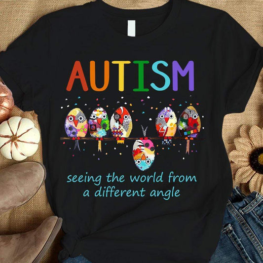 Camisetas divertidas sobre autismo para niños, huevo de Pascua que ve el mundo desde un ángulo diferente,