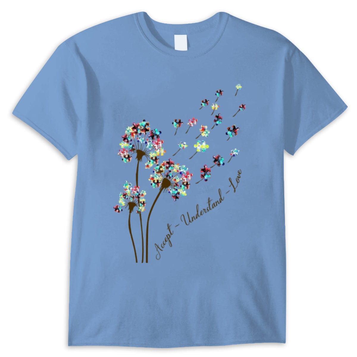 Accept Understand Love With Puzzle Piece Dandelion Autism Acceptance Shirt