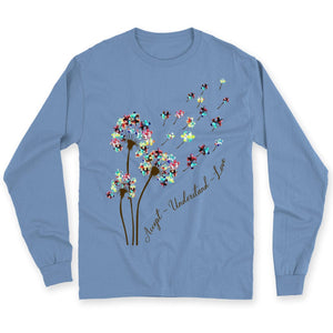 Accept Understand Love With Puzzle Piece Dandelion Autism Acceptance Shirt