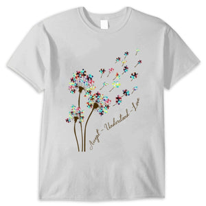 Accept Understand Love With Puzzle Piece Dandelion Autism Acceptance Shirt