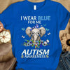 Autism Awareness Shirt For Kids, I Wear Blue For Me, Butterfly Flower Elephant
