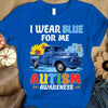 Autism Awareness Shirt For Kids, Wear Blue For Me, Puzzle Piece Ribbon Sunflower Car