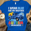 I Wear Blue For My Brother, Puzzle Piece Ribbon Sunflower & Car, Autism Awareness Shirt