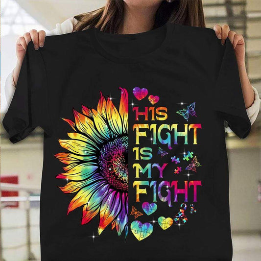 Camiseta de mamá autista: su lucha es mi lucha con corazón de girasol