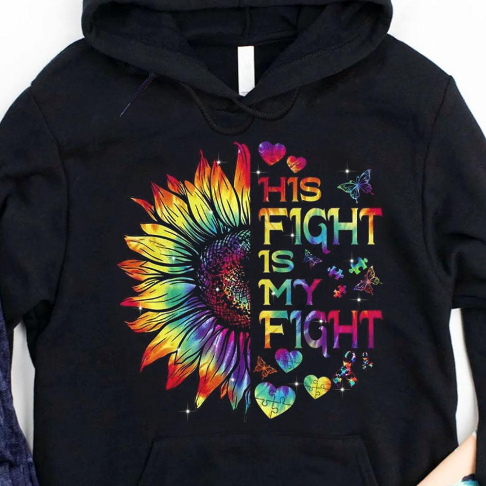 Su lucha es mi lucha con el autismo en forma de corazón de girasol Sudadera con capucha y camiseta