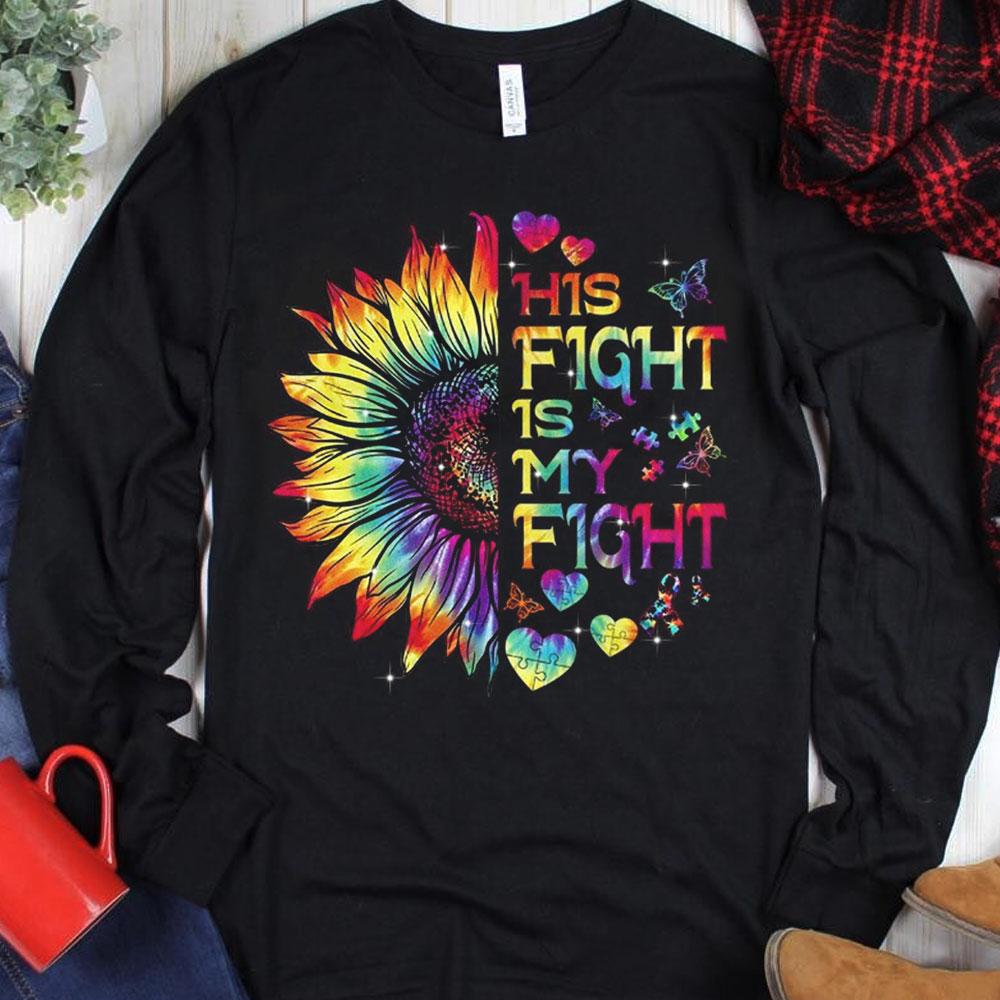 Su lucha es mi lucha con el autismo en forma de corazón de girasol Sudadera con capucha y camiseta