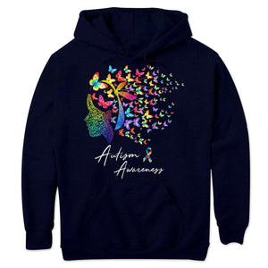 Camiseta de apoyo a la fe, la esperanza, el amor, la cura, mujer mariposa, concienciación sobre el autismo