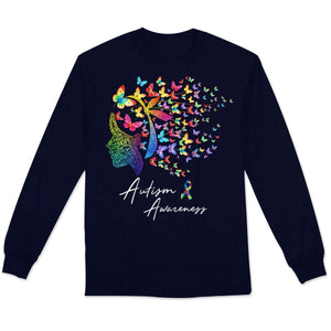 Camiseta de apoyo a la fe, la esperanza, el amor, la cura, mujer mariposa, concienciación sobre el autismo