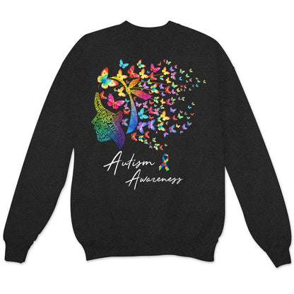 Camiseta de apoyo a la fe, la esperanza, el amor, la cura, mujer mariposa, concienciación sobre el autismo