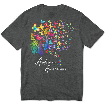 Camiseta de apoyo a la fe, la esperanza, el amor, la cura, mujer mariposa, concienciación sobre el autismo