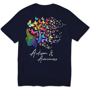 Camiseta de apoyo a la fe, la esperanza, el amor, la cura, mujer mariposa, concienciación sobre el autismo